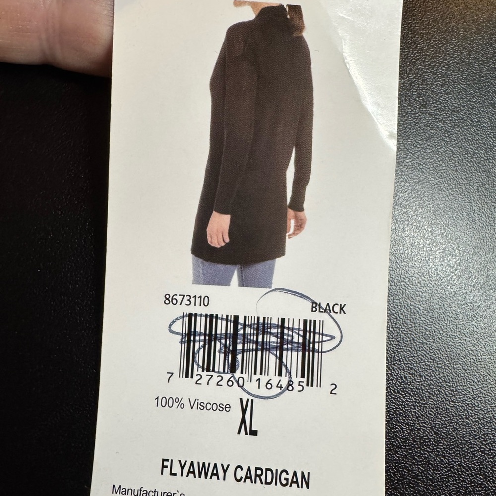 NWT Grace Elements Black/Black Open Front Cardigan Sweater   XLARGE    #I - Picture 3 of 7